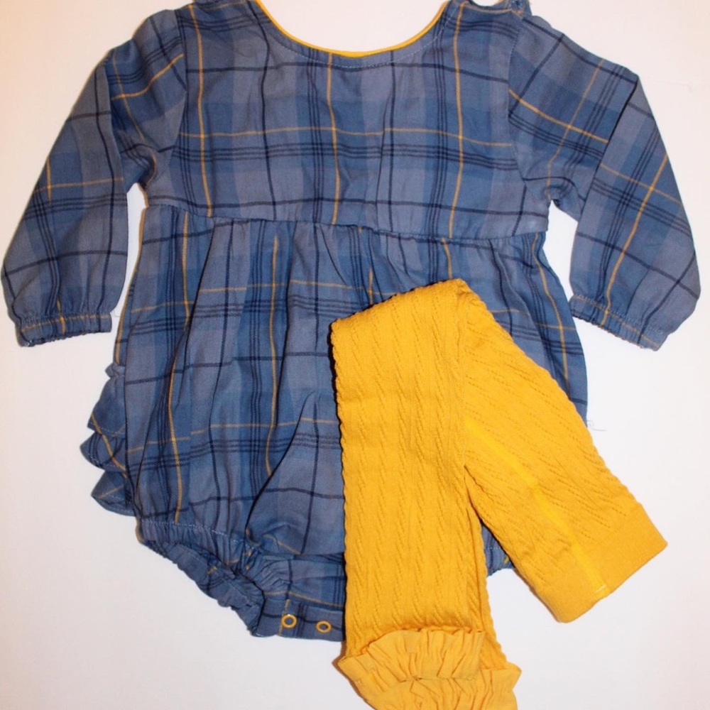 RuffleButts Noah Plaid V-Back Bubble Romper